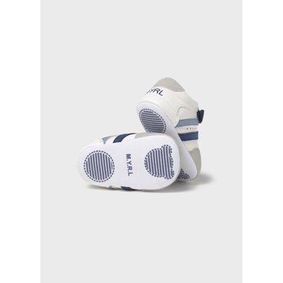 WHITE SHOE-GREY & NAVY TRIM / 9899-079