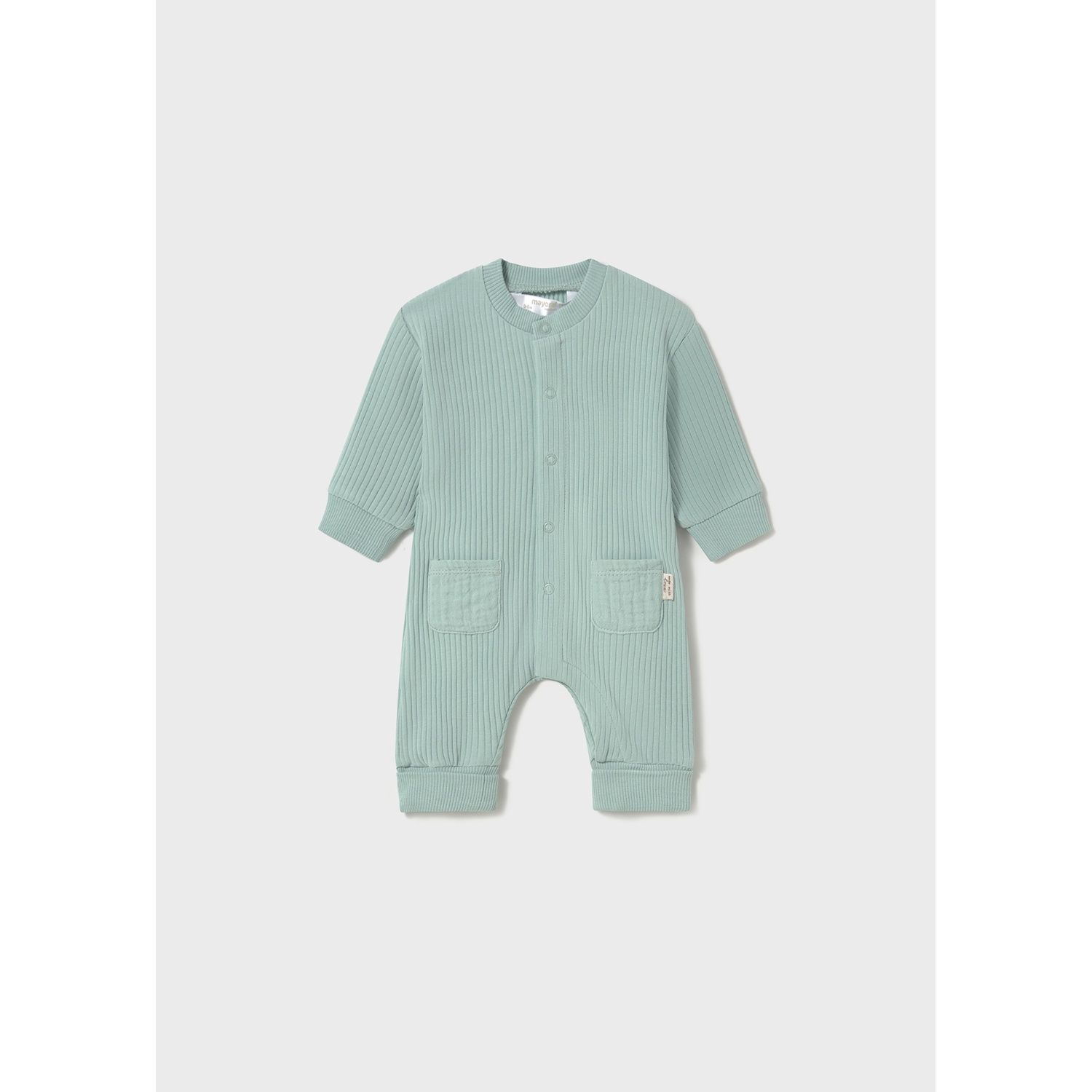GREEN ROMPER KNIT RIBBED FRONT CLOSURE / 1797-035