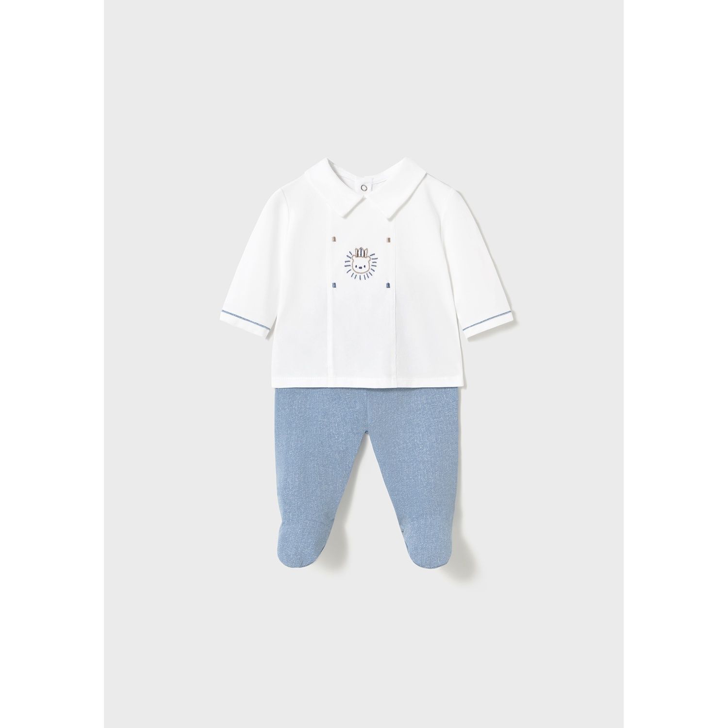 BLUE 2PC LEG WARMER SET 9M-18M NO FEET WHITE TOP / 1558-026