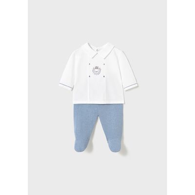 BLUE 2PC LEG WARMER SET 9M-18M NO FEET WHITE TOP / 1558-026