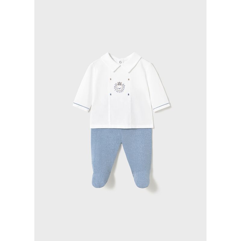BLUE 2PC LEG WARMER SET 9M-18M NO FEET WHITE TOP / 1558-026