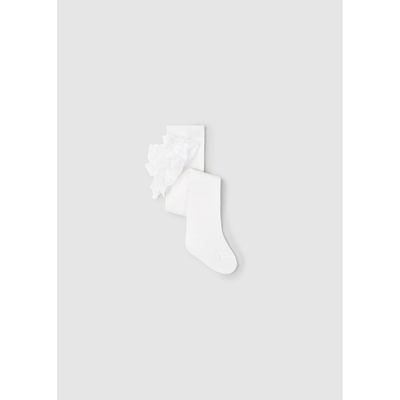 WHITE TIGHT WITH RUFFLE TRIM / 9856-053