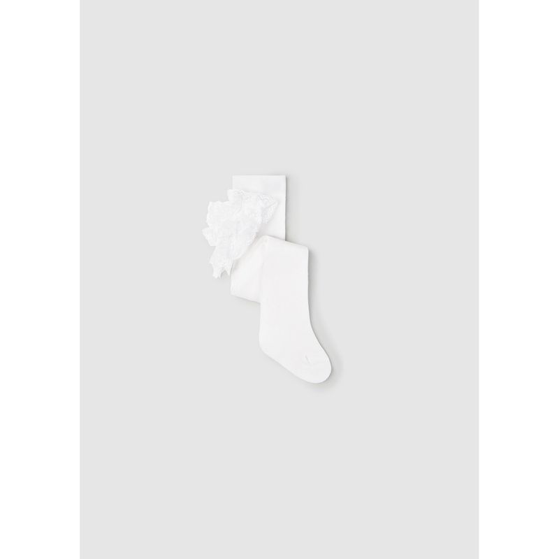 WHITE TIGHT WITH RUFFLE TRIM / 9856-053