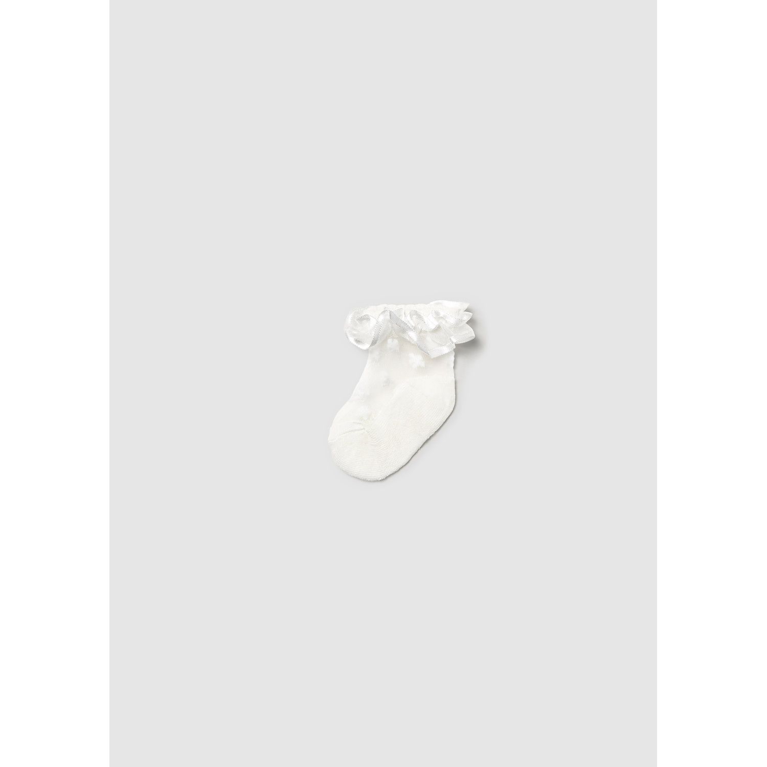 OFF WHITE PLUMETI SOCKS SATIN FRILL RUFFLE TRIM / 9871-057