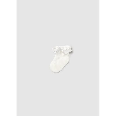OFF WHITE PLUMETI SOCKS SATIN FRILL RUFFLE TRIM / 9871-057
