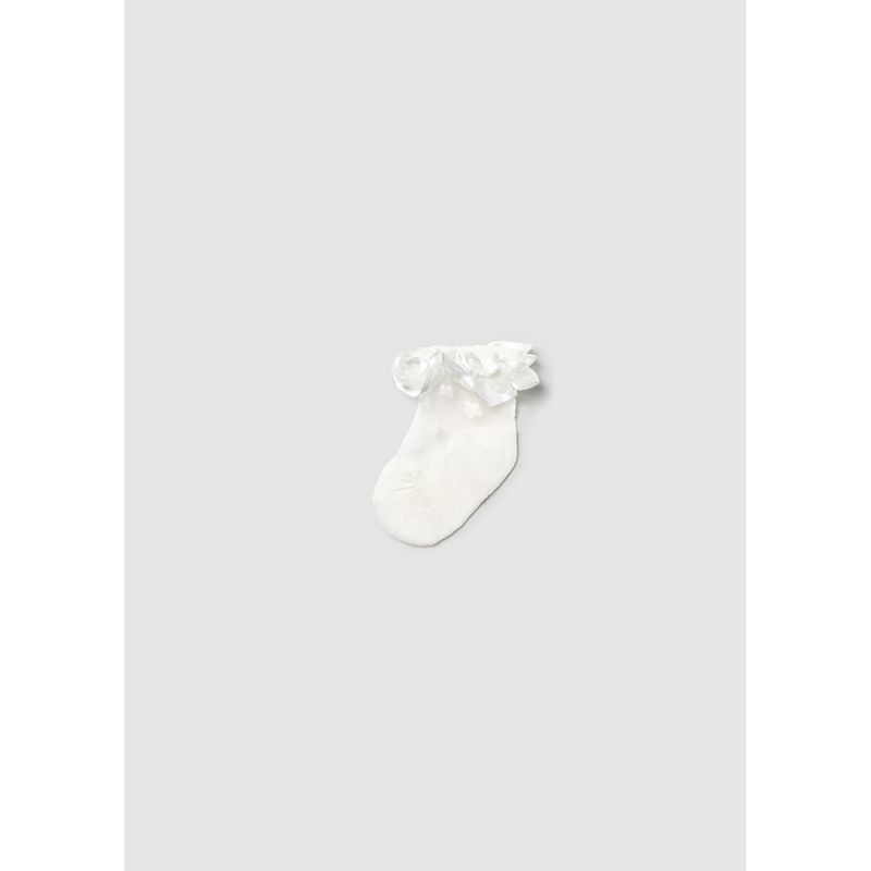 OFF WHITE PLUMETI SOCKS SATIN FRILL RUFFLE TRIM / 9871-057