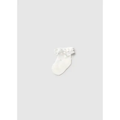 OFF WHITE PLUMETI SOCKS SATIN FRILL RUFFLE TRIM / 9871-057