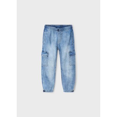 MEDIUM BLUE DENIM PANT CARGO BAGGY FIT / 3573-023