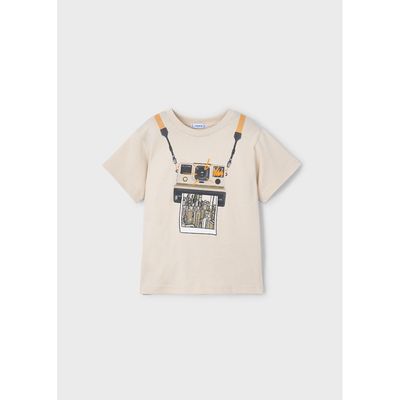 BEIGE TSHIRT CAMERA PRINT SHORT SLEEVE / 3044-086