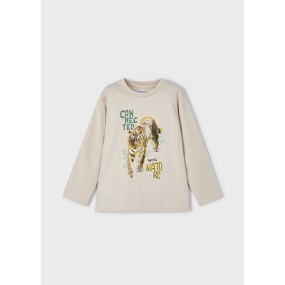 BEIGE TSHIRT TIGER PRINT SHORT SLEEVE / 3052-029