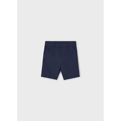 NAVY LINEN BERMUDA SHORT DRESSY / 3317-057