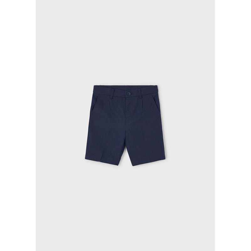 NAVY LINEN BERMUDA SHORT DRESSY / 3317-057