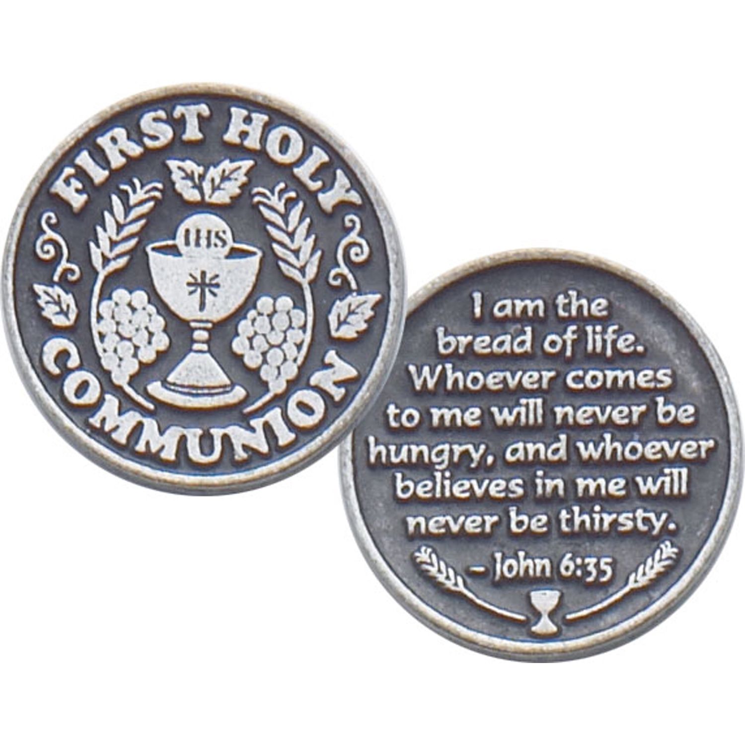 PEWTER FINISH POCKET TOKEN FIRST COMMUNION / ABB-PT126