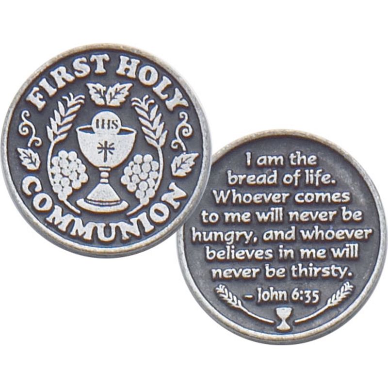 PEWTER FINISH POCKET TOKEN FIRST COMMUNION / ABB-PT126 PEWTER FINISH POCKET TOKEN FIRST COMMUNION / ABB-PT126