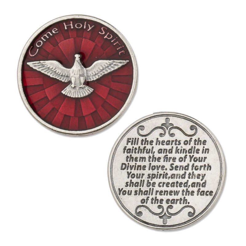 RED ENAMELED HOLY SPIRIT POCKET TOKEN / SHE-MM3152 RED ENAMELED HOLY SPIRIT POCKET TOKEN / SHE-MM3152
