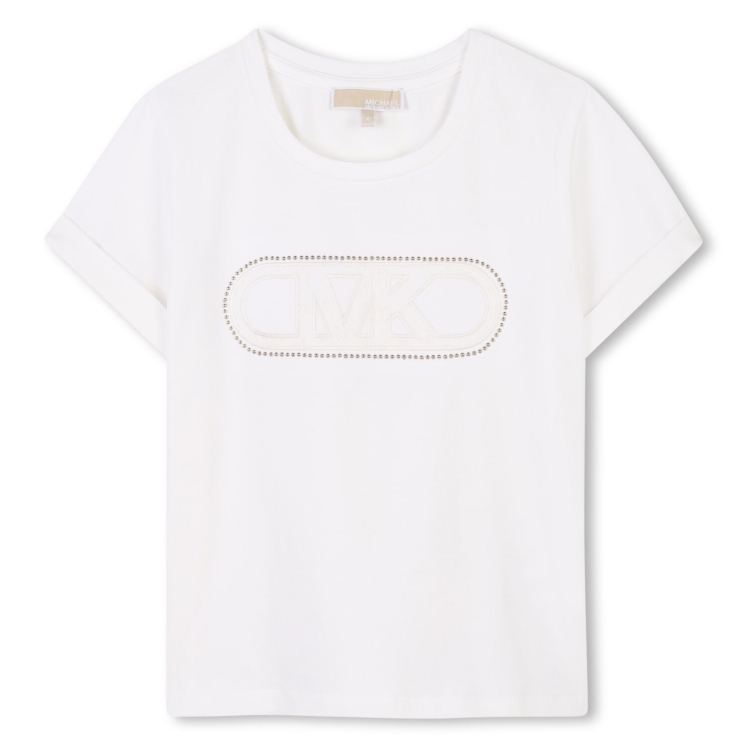 OFF WHITE TSHIRT CUFF SLEEVE GOLD STUDS CIRCLE TRIM / R30318-117