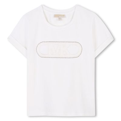 OFF WHITE TSHIRT CUFF SLEEVE GOLD STUDS CIRCLE TRIM / R30318-117