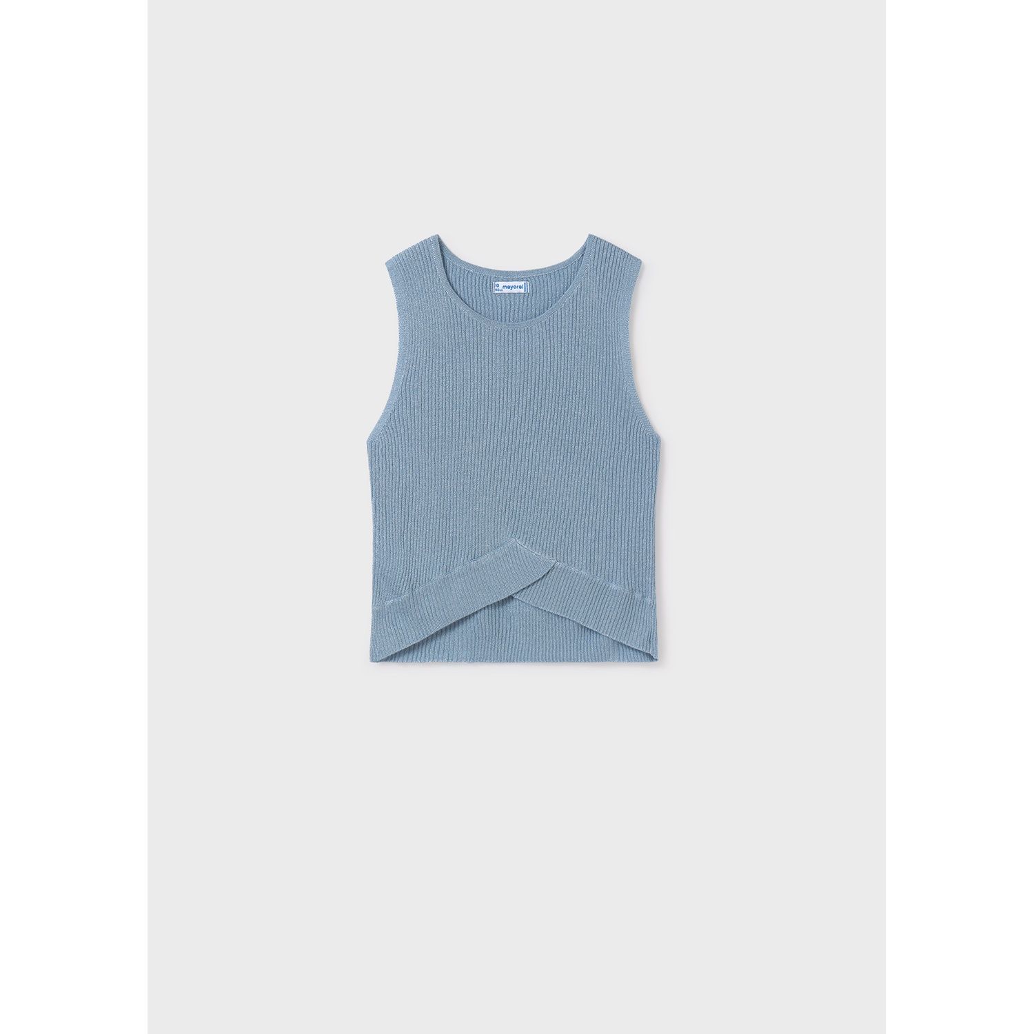LIGHT BLUE KNIT TOP RIBBED SLEEVELESS SPARKLY / 6039-017