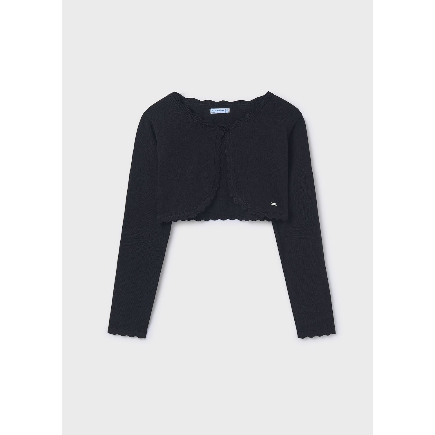 BLACK KNIT BOLERO CARDIGAN BASIC EDGE TRIM / 332-055