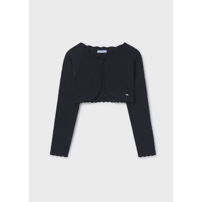 BLACK KNIT BOLERO CARDIGAN BASIC EDGE TRIM / 332-055