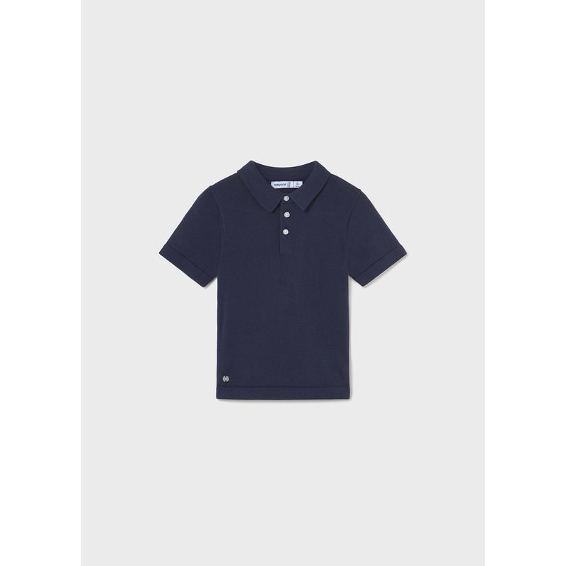 NAVY KNIT POLO TOP SHORT SLEEVE / 1106-074
