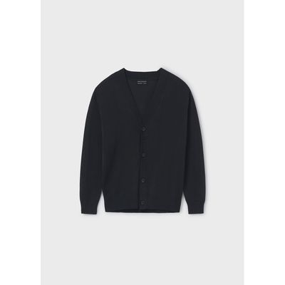 BLACK KNIT CARDIGAN DRESSY VNECK / 6348-073