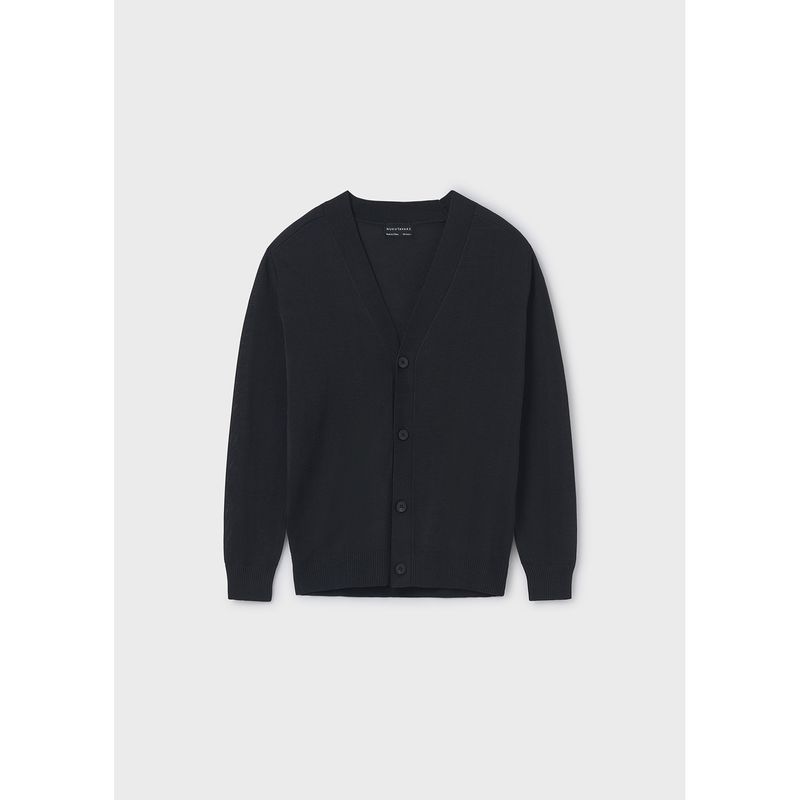 BLACK KNIT CARDIGAN DRESSY VNECK / 6348-073