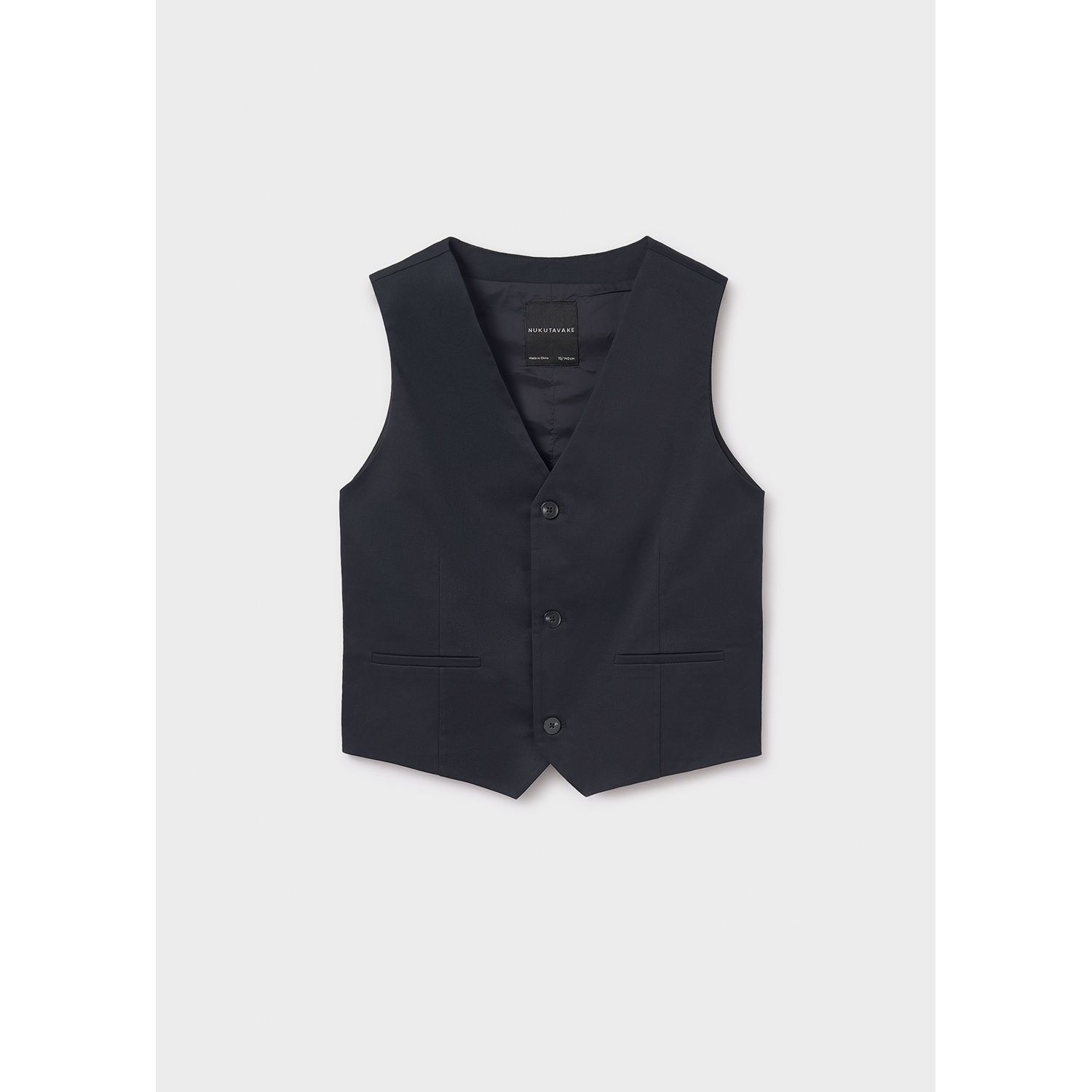 BLACK VEST 3 BUTTON VNECK / 6345-067