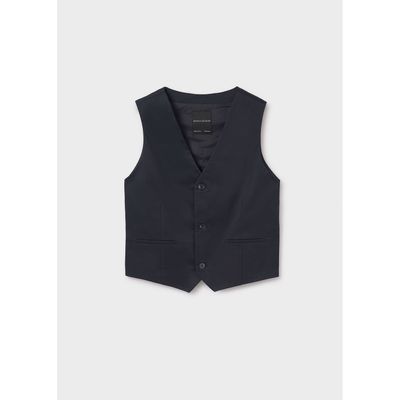 BLACK VEST 3 BUTTON VNECK / 6345-067