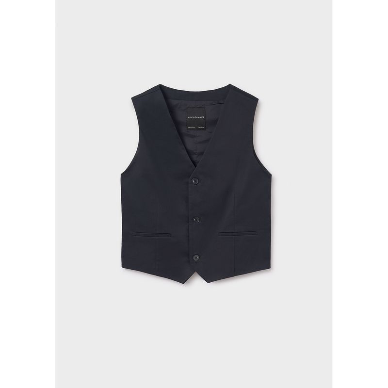 BLACK VEST 3 BUTTON VNECK / 6345-067
