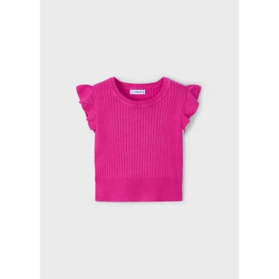 MAGENTA RIBBED TOP FLOUNCE SLEEVE TRIM / 3024-055