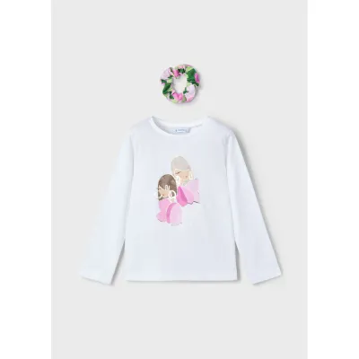 WHITE TSHIRT & SCRUNCHIE MCL LONG SLEEVE / 3016-047