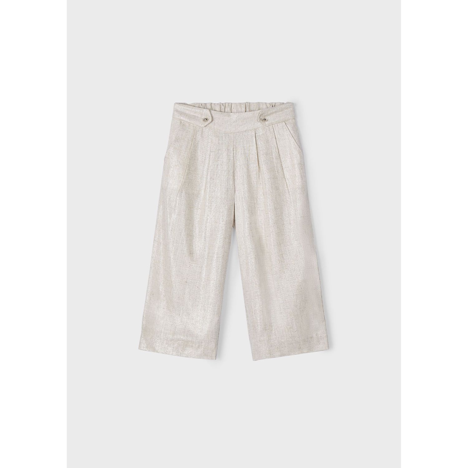 BEIGE SHIMMER LINEN PANT WIDE LEG / 3551-031