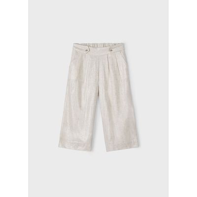 BEIGE SHIMMER LINEN PANT WIDE LEG / 3551-031