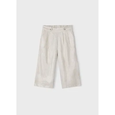 BEIGE SHIMMER LINEN PANT WIDE LEG / 3551-031