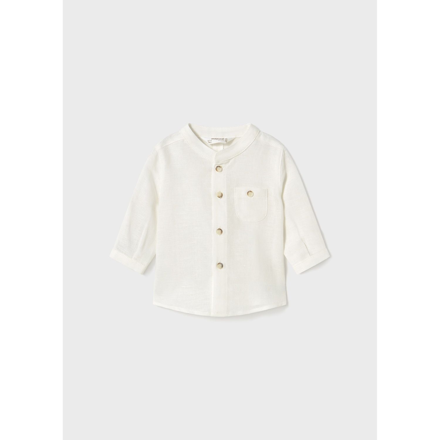 CREAM SHIRT MAO COLLAR LONG SLEEVE / 1103-031