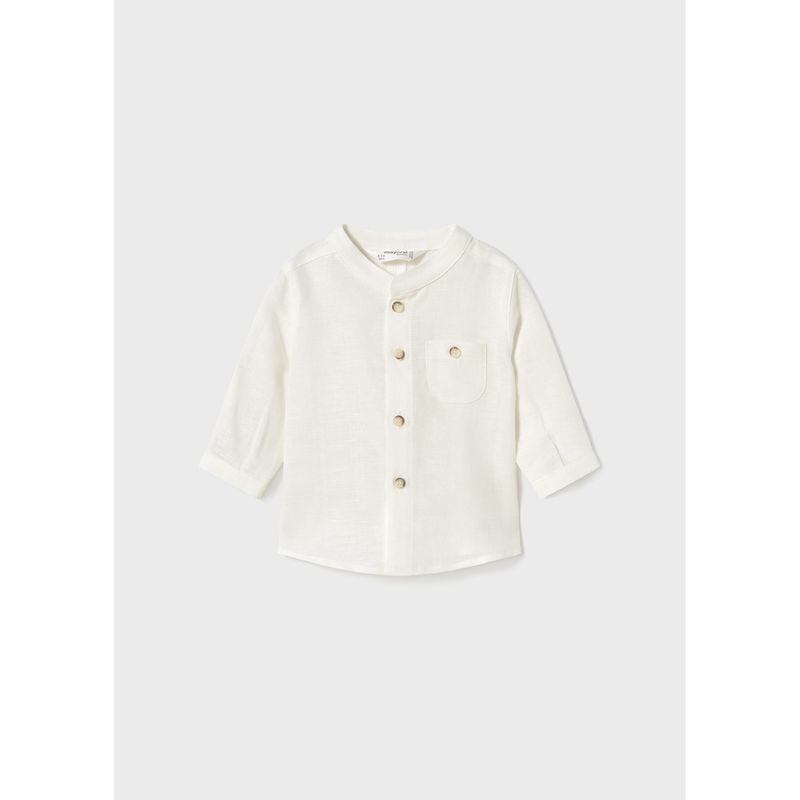 CREAM SHIRT MAO COLLAR LONG SLEEVE / 1103-031