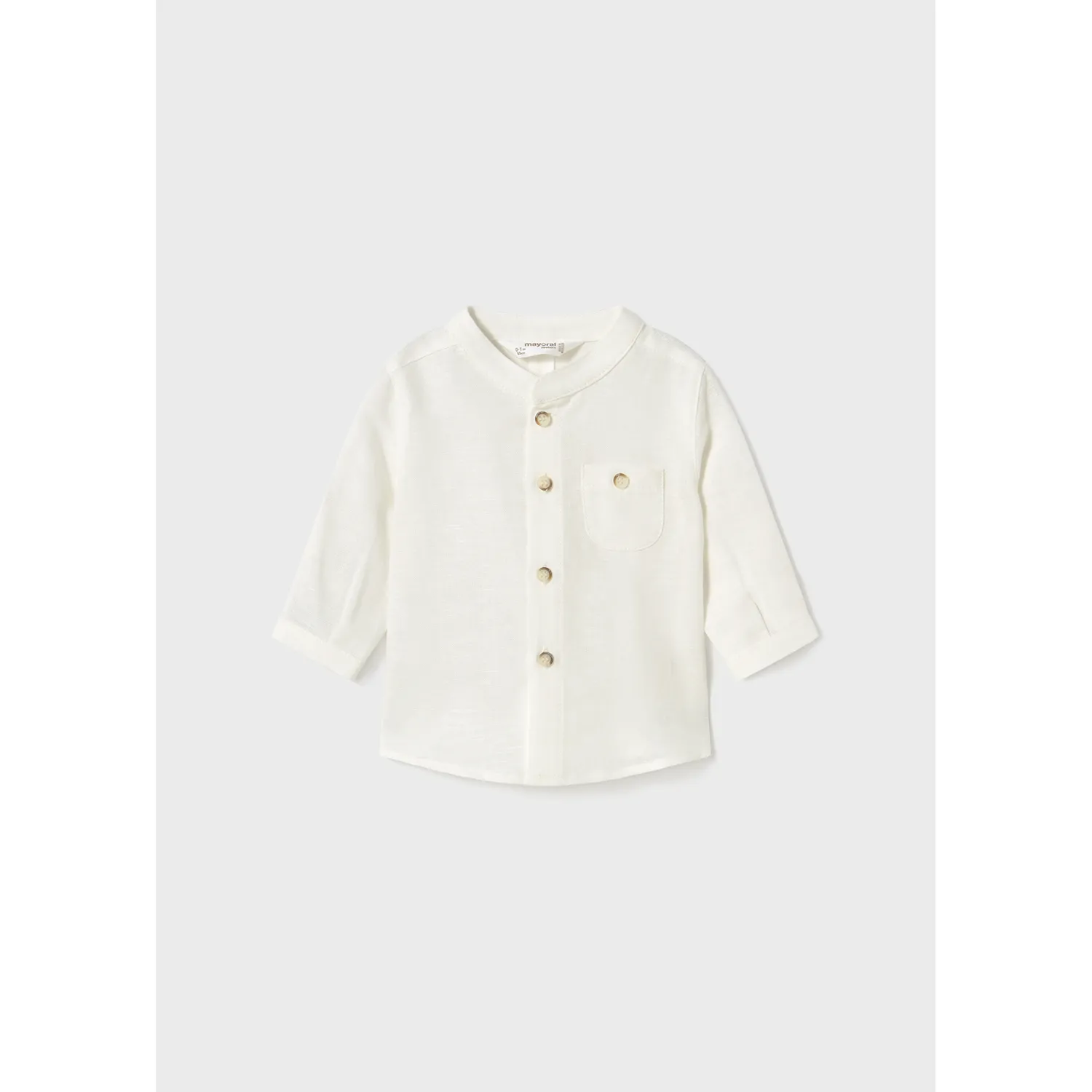 CREAM SHIRT MAO COLLAR LONG SLEEVE / 1103-031