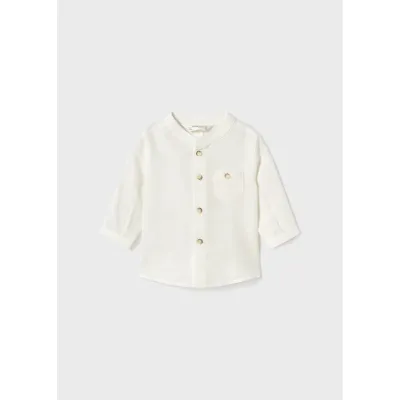 CREAM SHIRT MAO COLLAR LONG SLEEVE / 1103-031