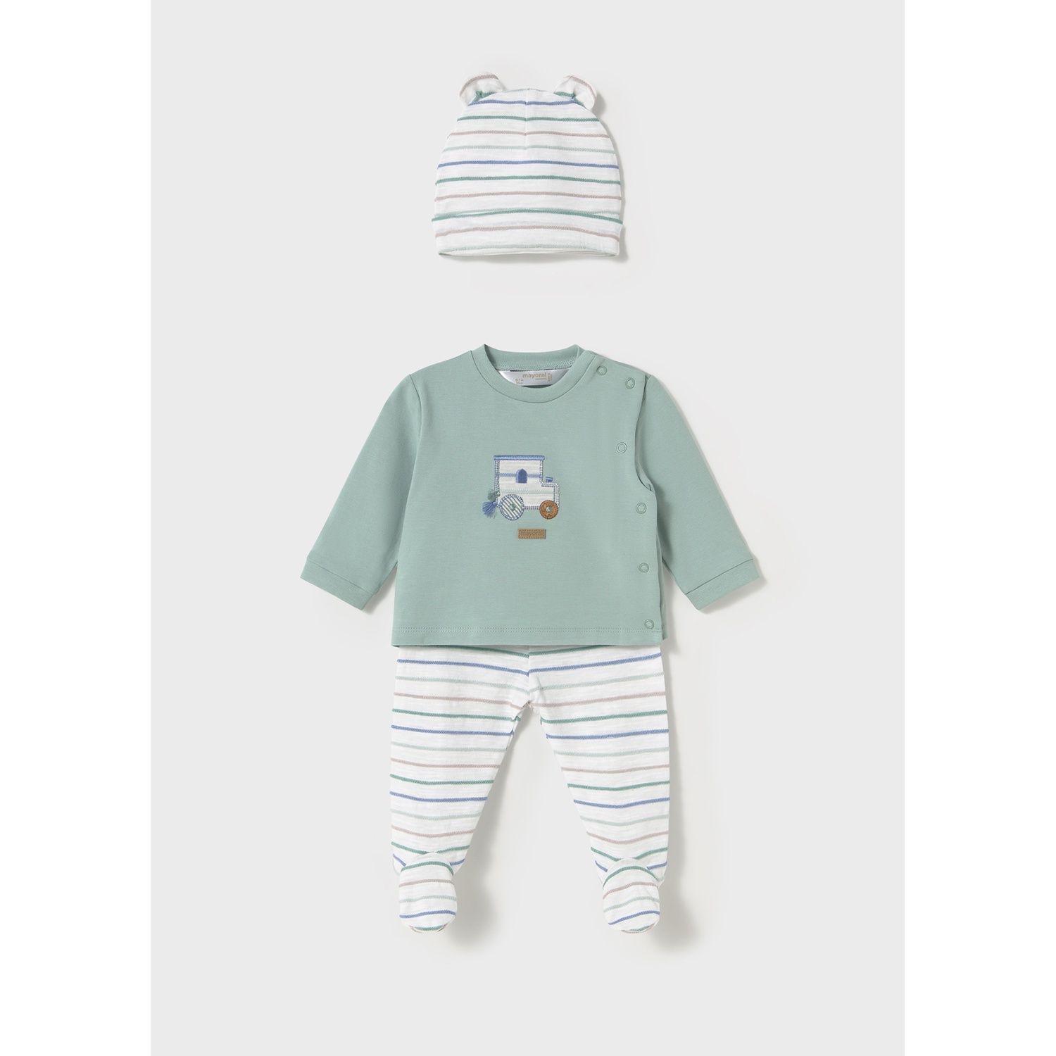 JADE GREEN 3PC LEG WARMER SET WITH HAT STRIPED PANT / 1557-021