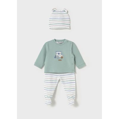 JADE GREEN 3PC LEG WARMER SET WITH HAT STRIPED PANT / 1557-021