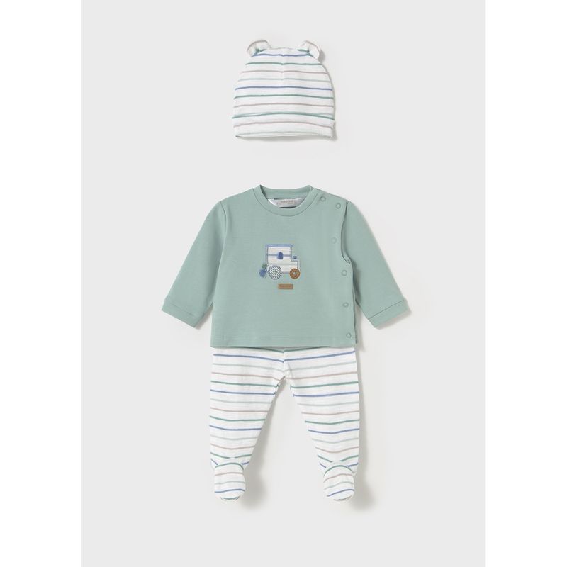 JADE GREEN 3PC LEG WARMER SET WITH HAT STRIPED PANT / 1557-021
