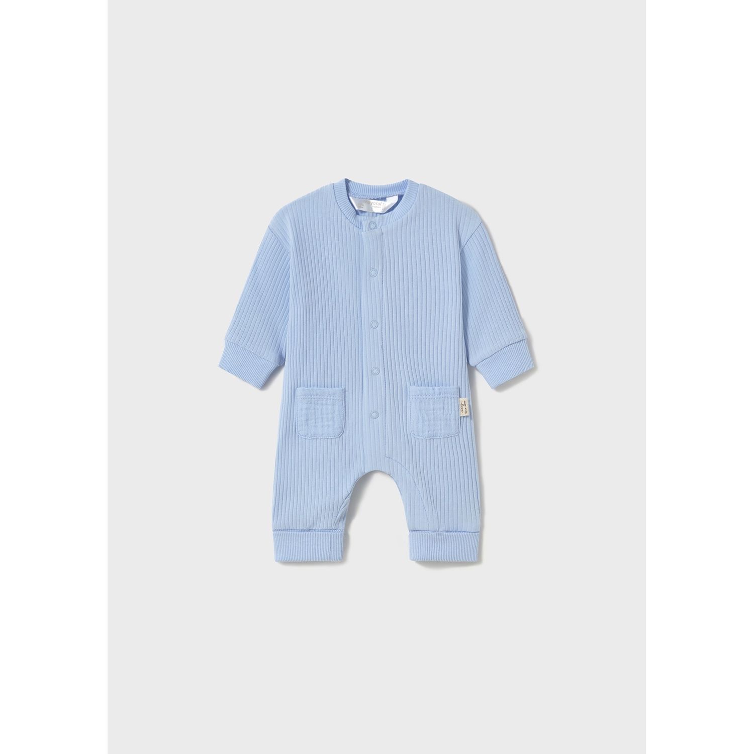 LIGHT BLUE KNIT ROMPER FRONT CLOSURE RIBBED / 1797-037 LIGHT BLUE KNIT ROMPER FRONT CLOSURE RIBBED / 1797-037
