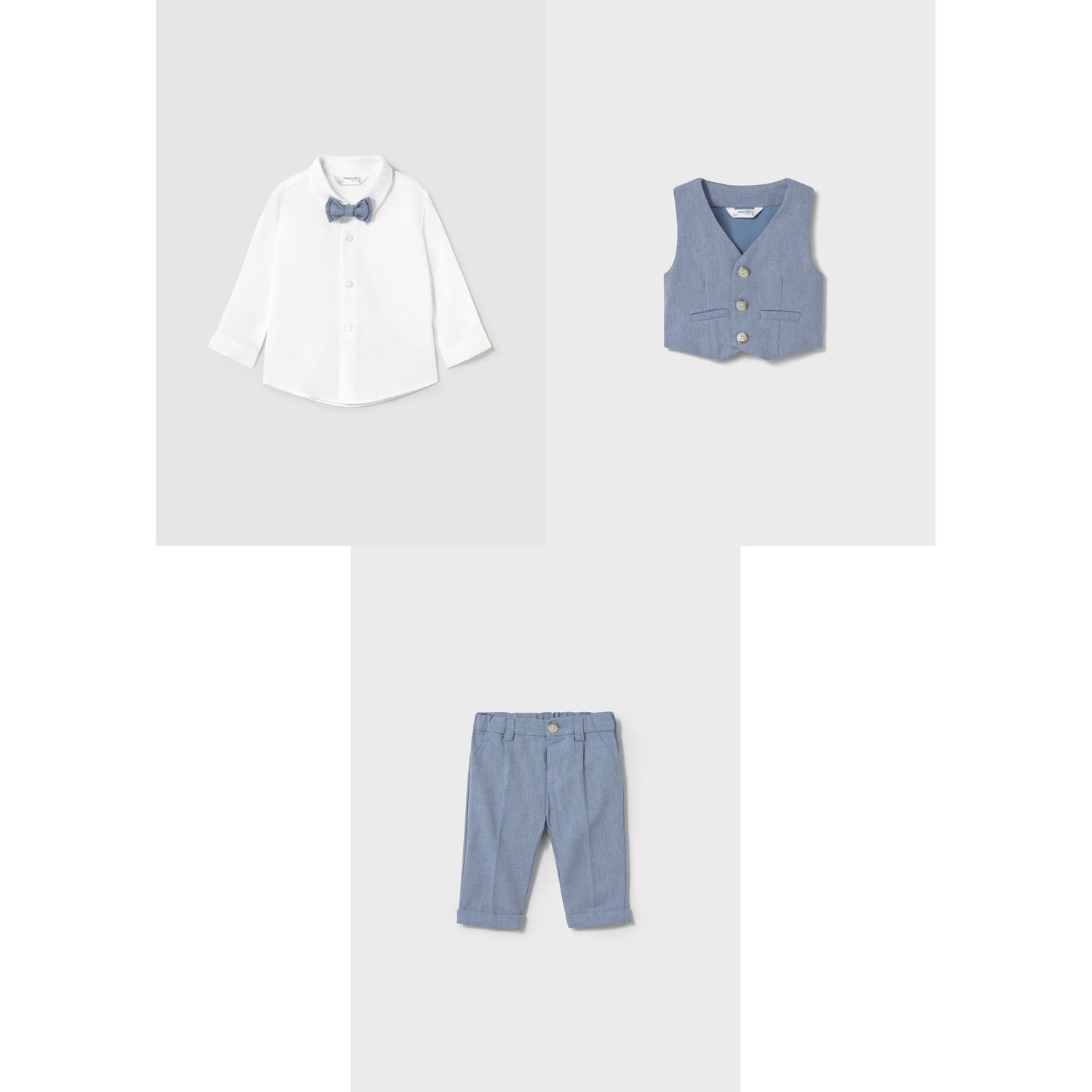 BLUE SPECK 3PC VEST SET WHITE SHIRT & BOWTIE / 1394-093-1102-1562