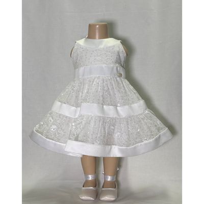 WHITE DRESS LACE & TULLE SEQUIN TRIM / L3244-90