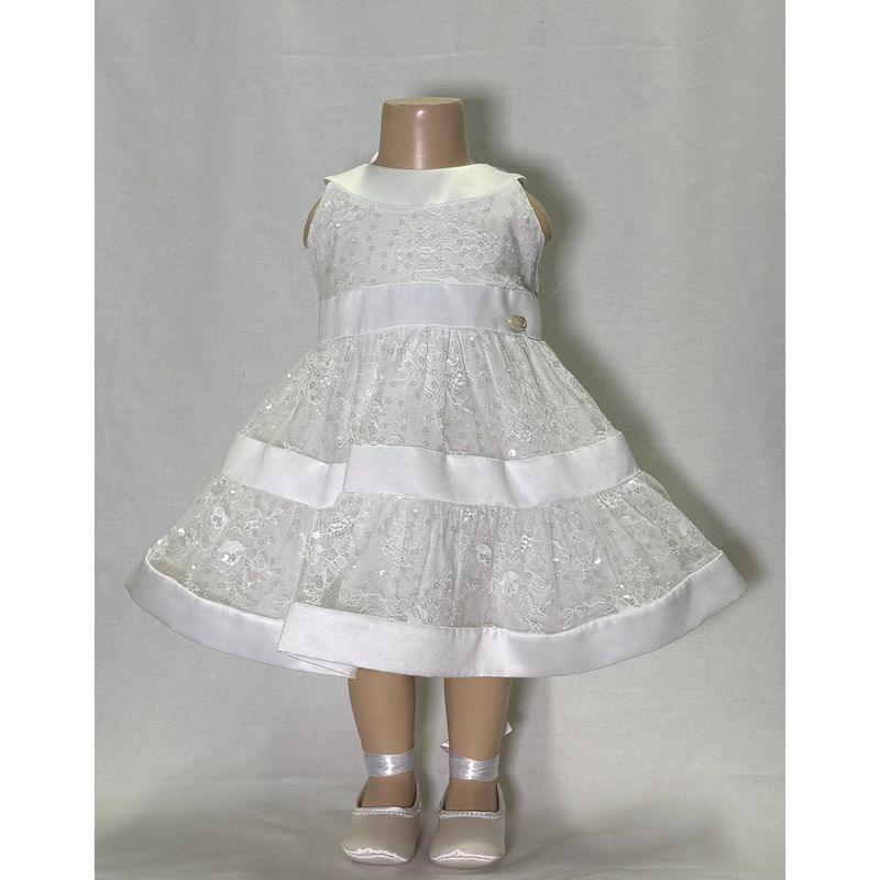 WHITE DRESS LACE & TULLE SEQUIN TRIM / L3244-90