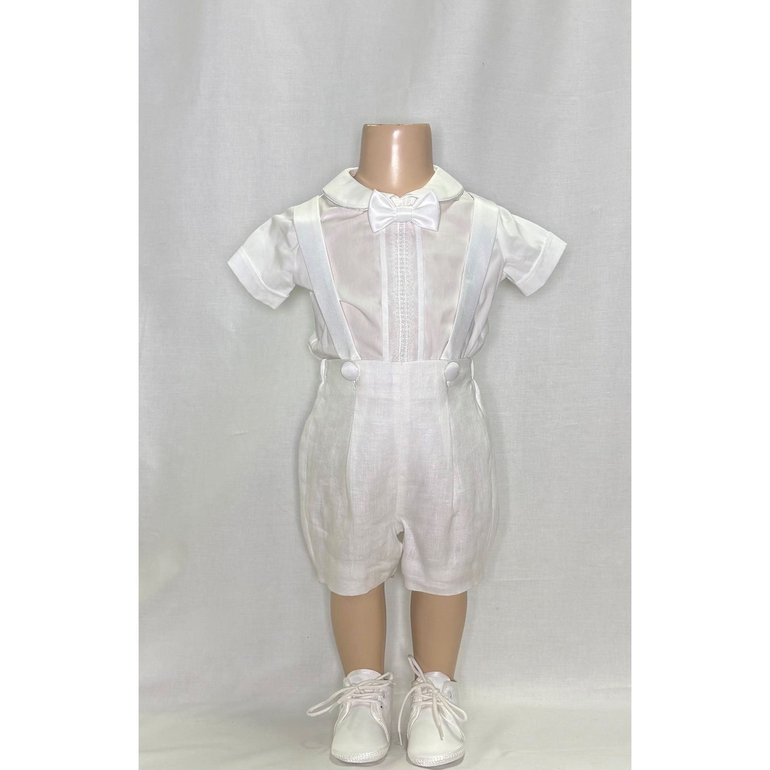OFF WHITE SHIRT ONZIE & SHORTS WITH SUSPENDER BOWTIE / A3200/BE/BR-90L