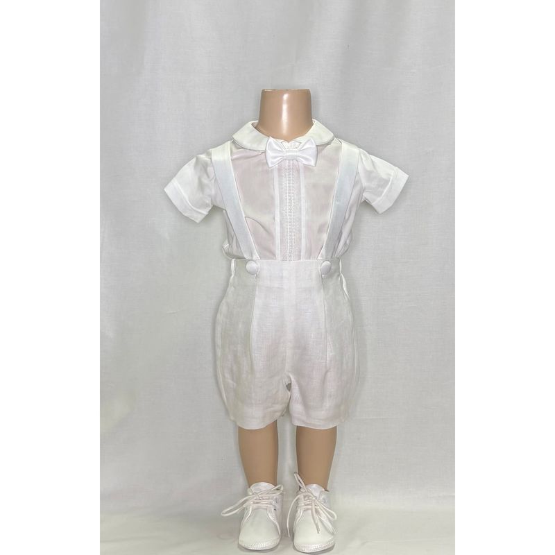 OFF WHITE SHIRT ONZIE & SHORTS WITH SUSPENDER BOWTIE / A3200/BE/BR-90L