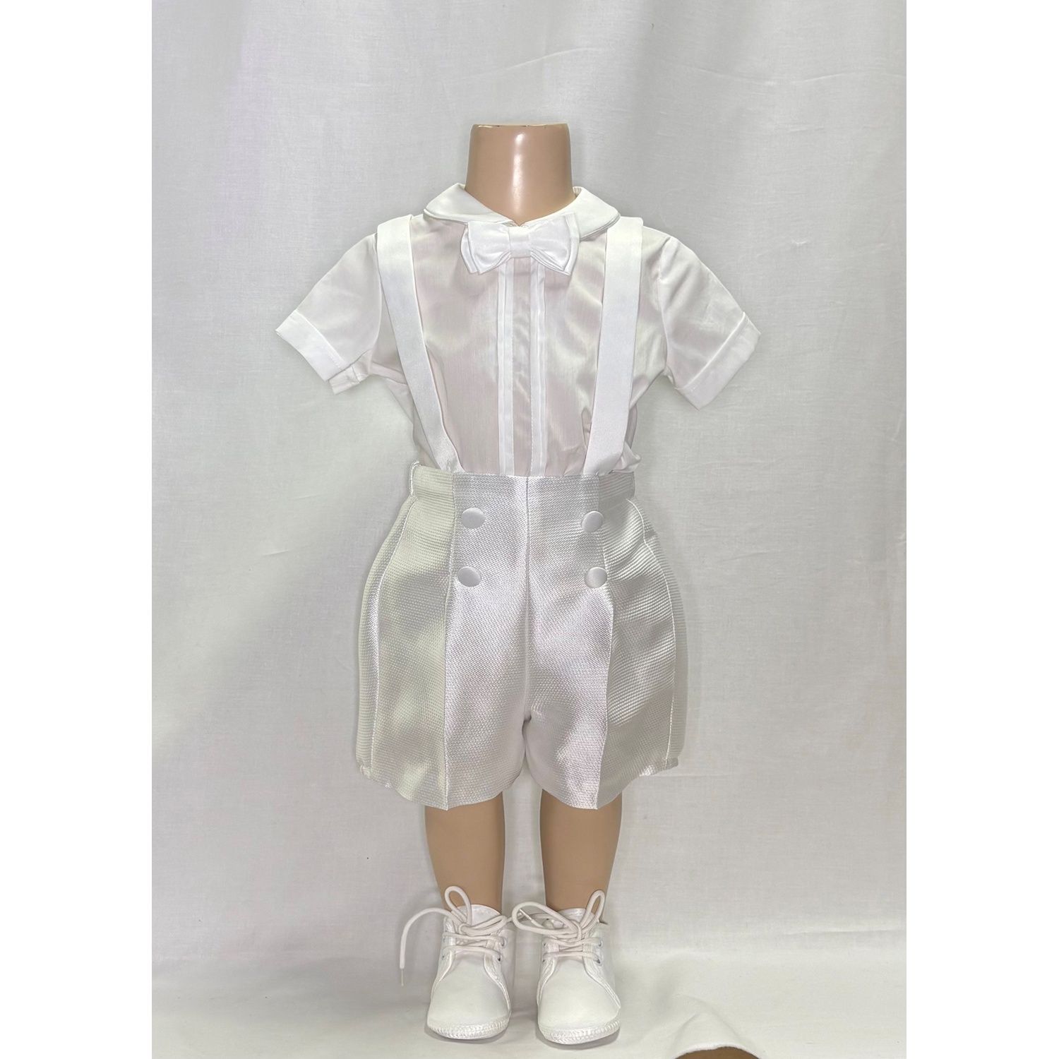 OFF WHITE ONZIE SHIRT & SHORTS WITH SUSPENDER WAFFLE PRINT / B3205/BE/BR/BY-94