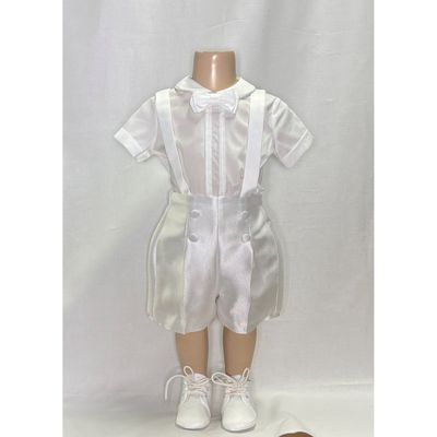 OFF WHITE ONZIE SHIRT & SHORTS WITH SUSPENDER WAFFLE PRINT / B3205/BE/BR/BY-94